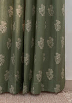 Malabar ethnic Printed 100% cotton curtain for living room & Bedroom - Room darkening - Pepper Green - Single Panel