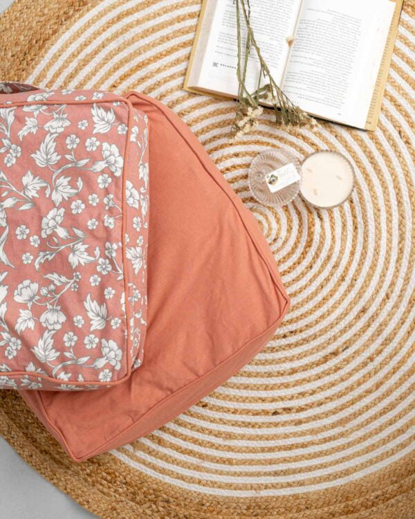 Solid Cotton Square Floor Cushion Cover - Rust