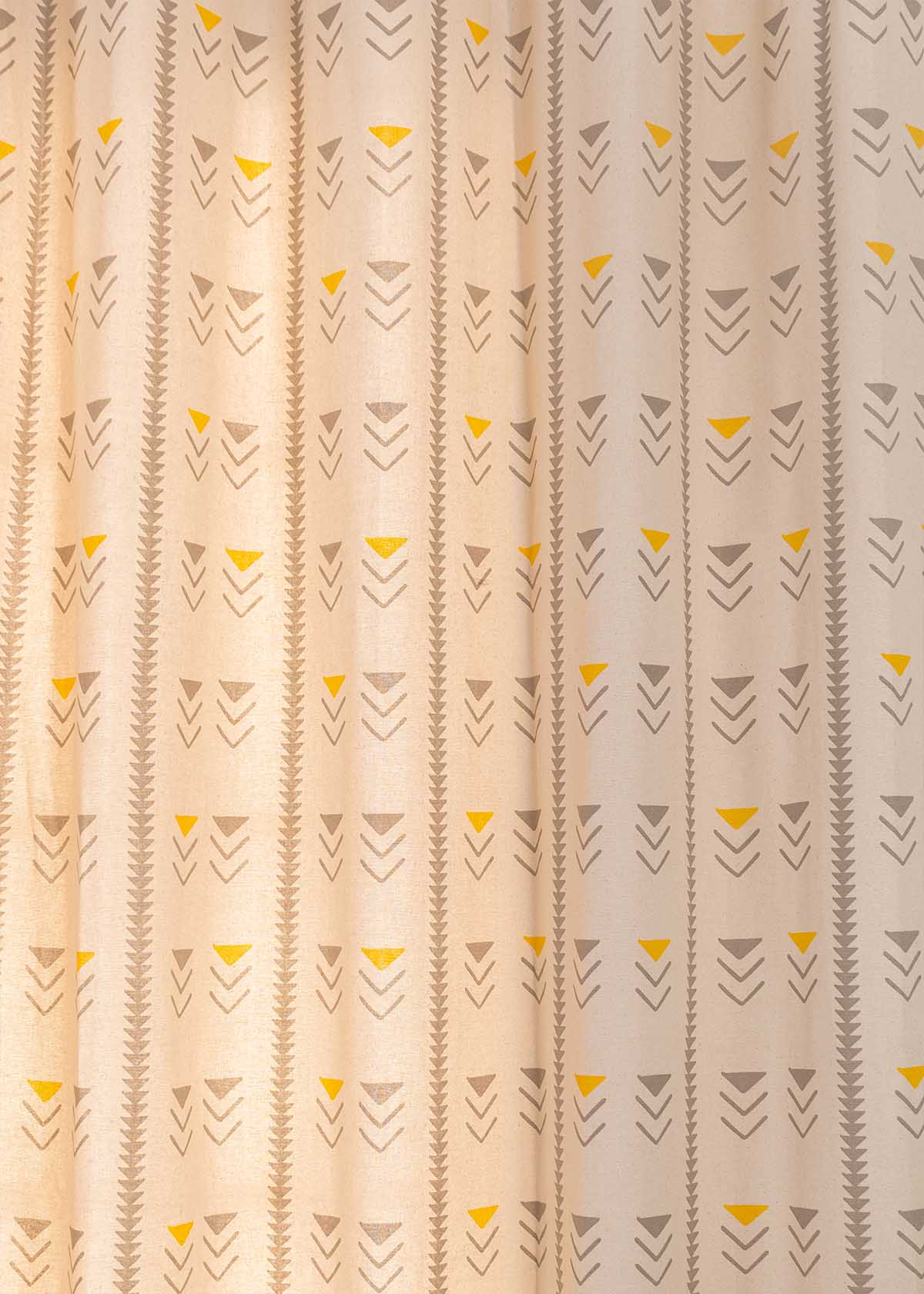 Mudline ethnic Printed 100% cotton curtain for living room - Room darkening - Mustard - Single Panel