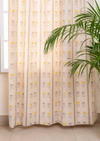 Mudline ethnic Printed 100% cotton curtain for living room - Room darkening - Mustard - Single Panel