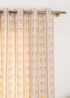 Mudline ethnic Printed 100% cotton curtain for living room - Room darkening - Mustard - Single Panel