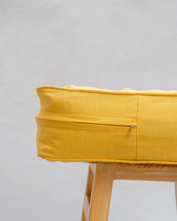 Solid Cotton Square Floor Cushion Cover - Mustard