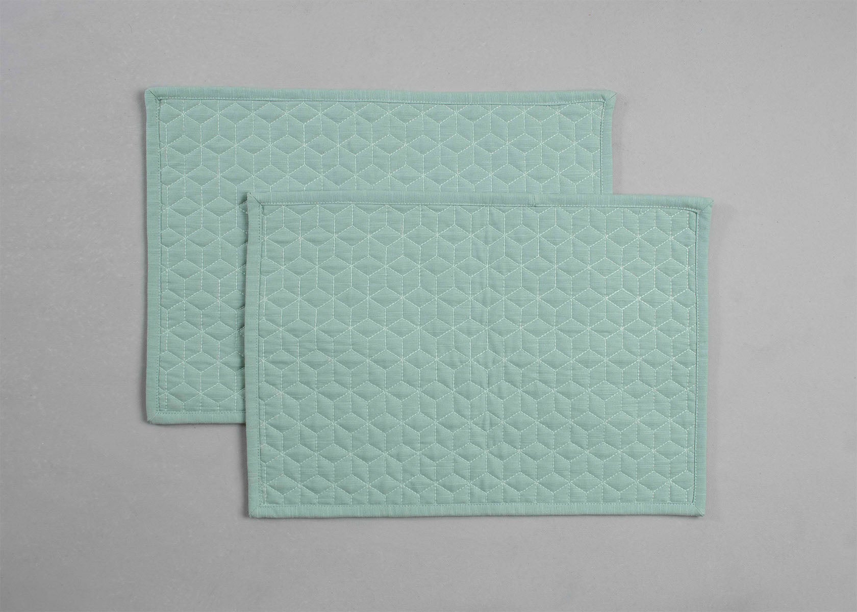 Quilted Solid Cotton Placemats - Nile Blue