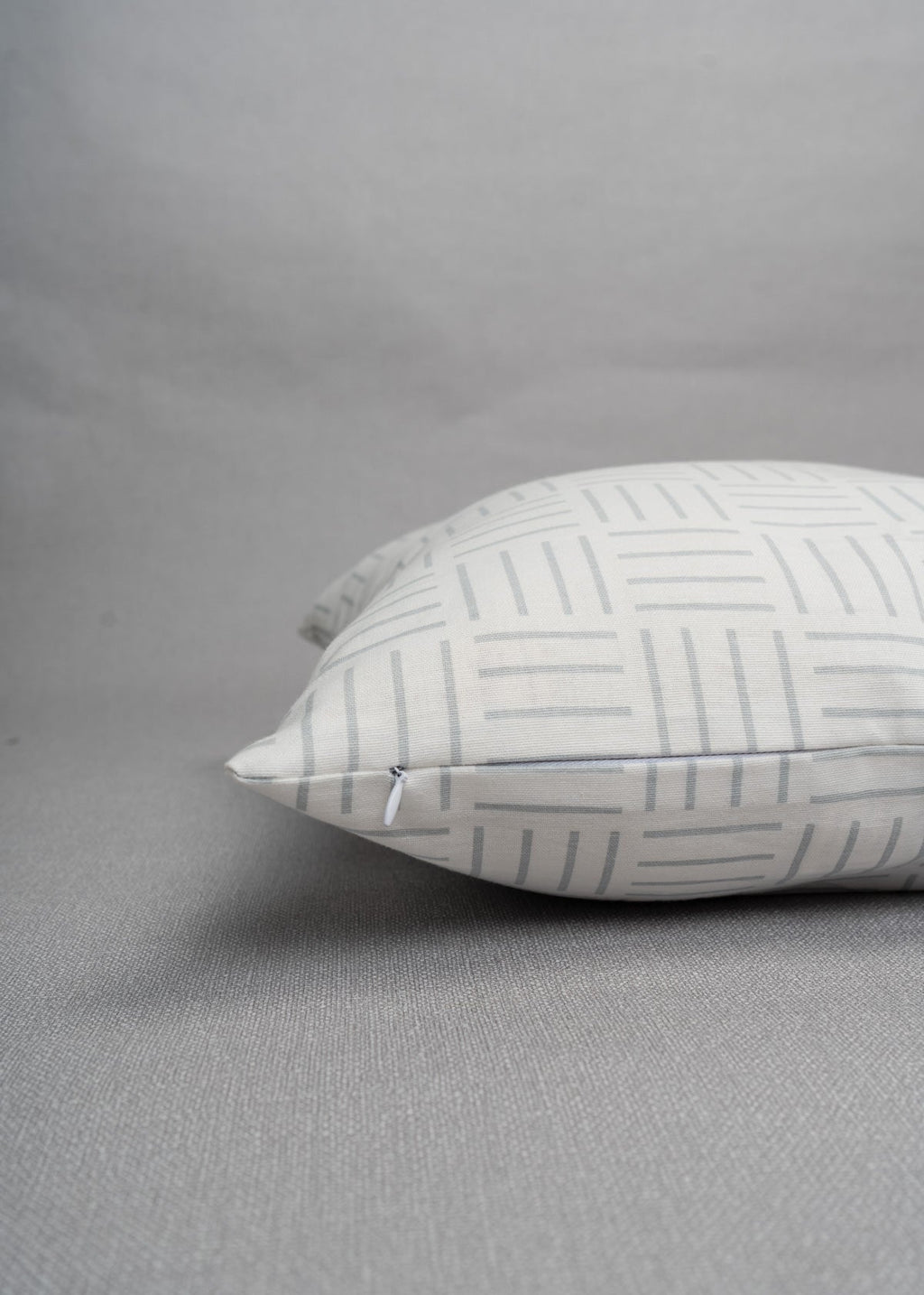 Hashlines geometric prints 100% cotton cushion cover for sofa - Grey