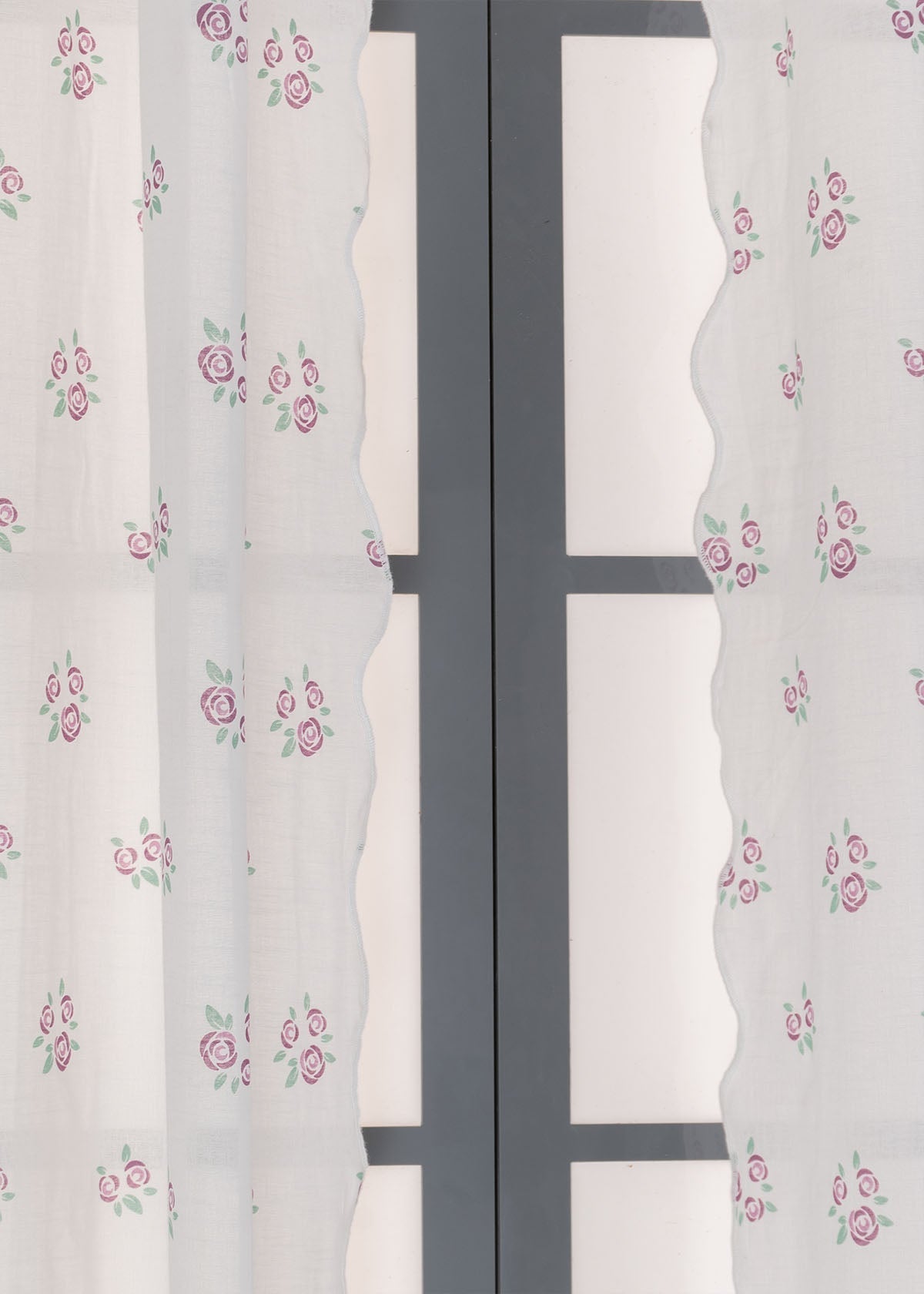 Rose Garden With Scallop Edge Printed Sheer Curtain - Lavender - Pack of 1