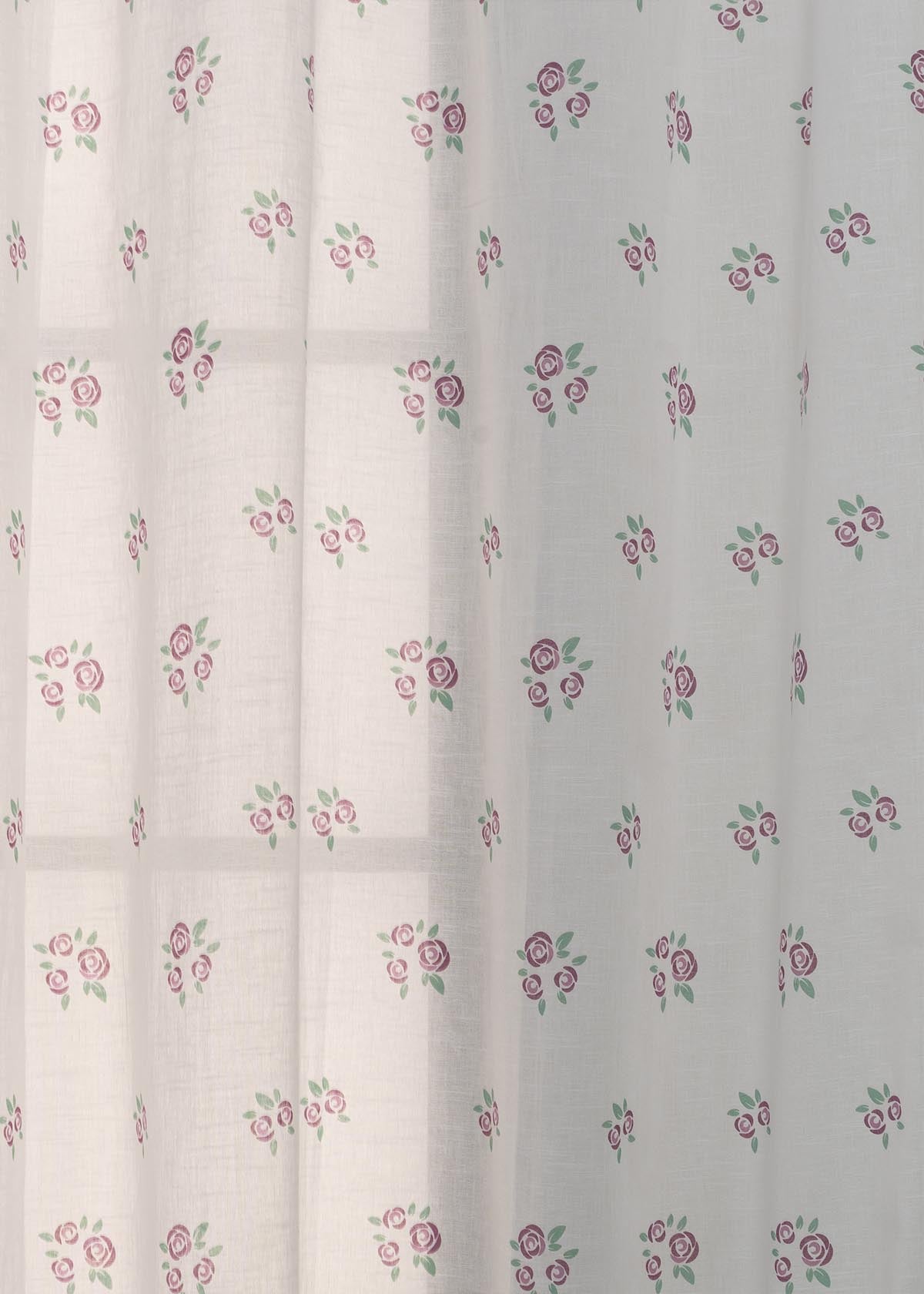 Rose Garden 100% Cotton Sheer floral curtain for Living room - Light filtering - Lavender - Pack of 1