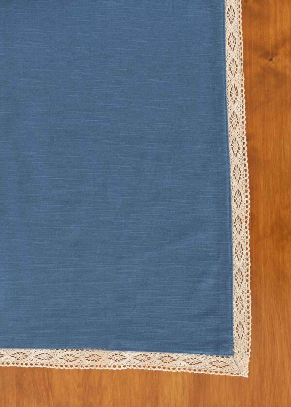 Solid Royal Blue 100% cotton plain table cloth for 4 seater or 6 seater dining with lace border