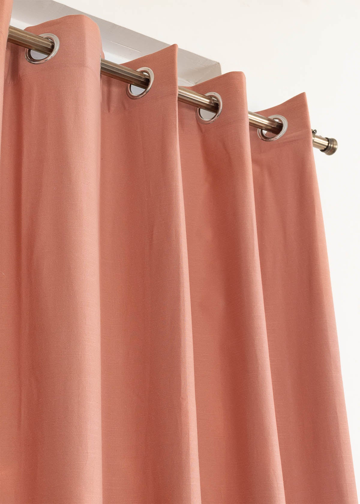 Solid Rust 100% Customizable Cotton plain curtain for bedroom - Room darkening