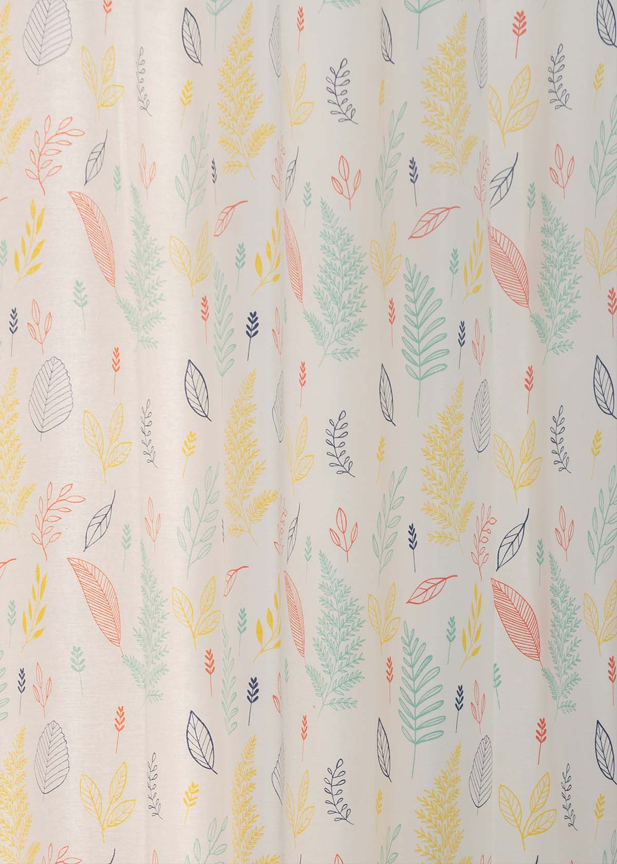 Rustling Leaves floral printed 100% cotton curtain for Living room and bed room - Room darkening - Green, Multicolor - Single Panel