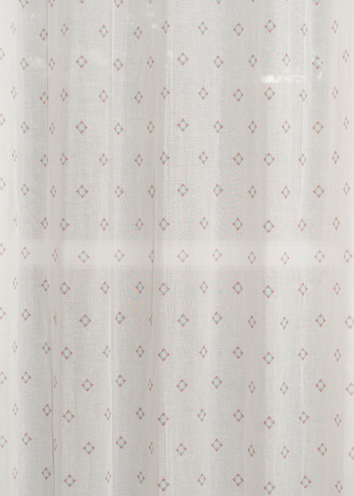 Sacred Waters floral printed 100% cotton Sheer curtain for Living room - Light filtering - Multicolor - Single Panel