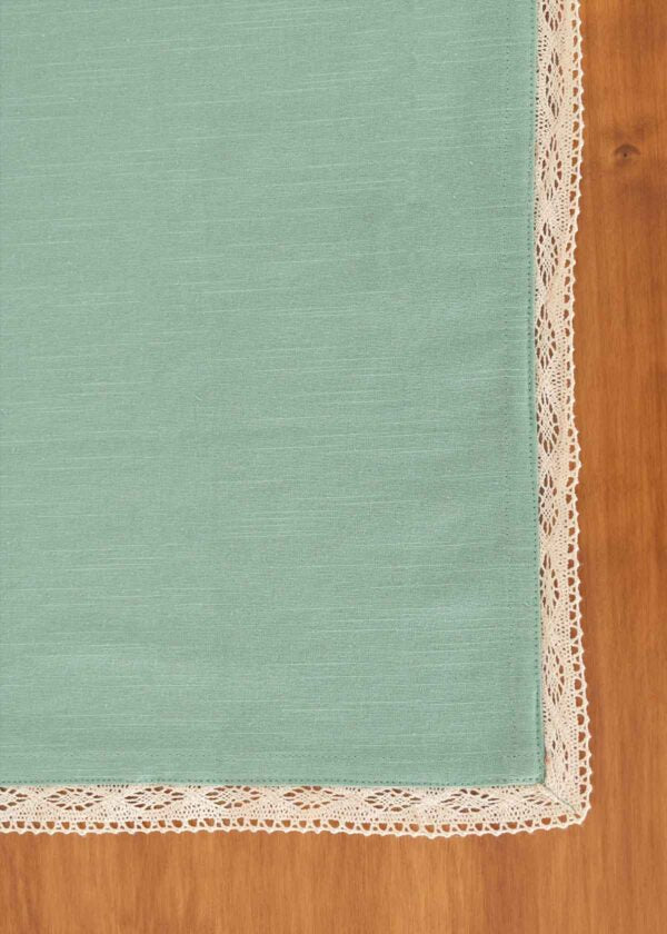 Solid colors with lace border 100% cotton table cloth for 4 seater, 6 seater, 8 seater dining table