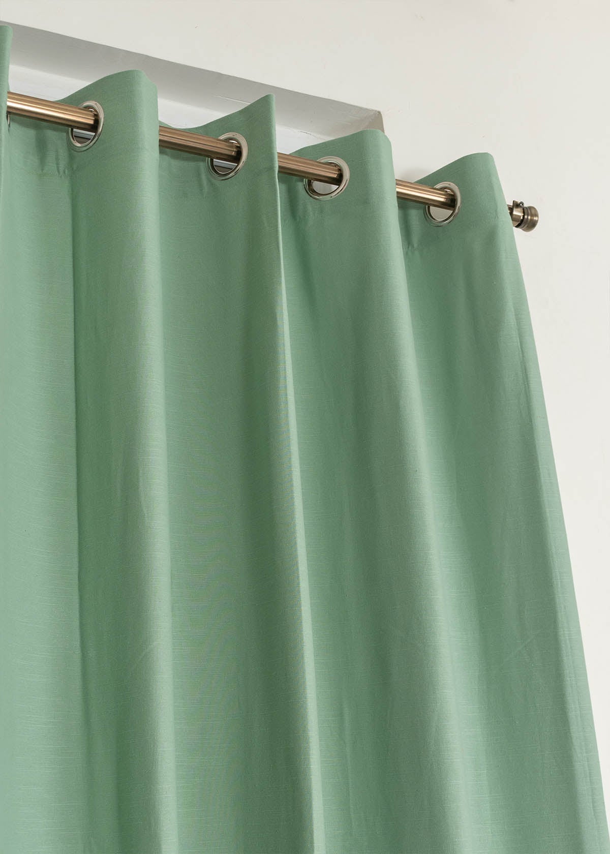 Solid Sage green 100% Customizable Cotton plain curtain for bedroom - Room darkening