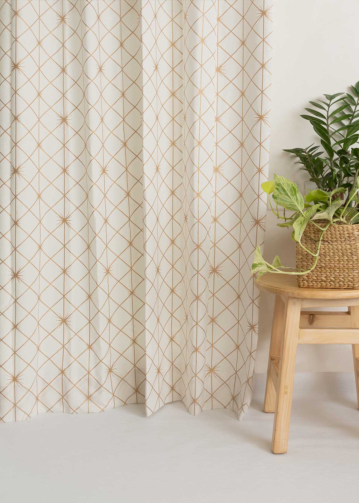 Stardust floral Printed 100% cotton curtain for Living room & bed room - Room darkening - Single Panel