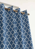 Reverse Trellis Geometric prints 100% cotton curtain for Living room and Bed room - Room darkening - Royal Blue, Walnut Grey - Single Panel