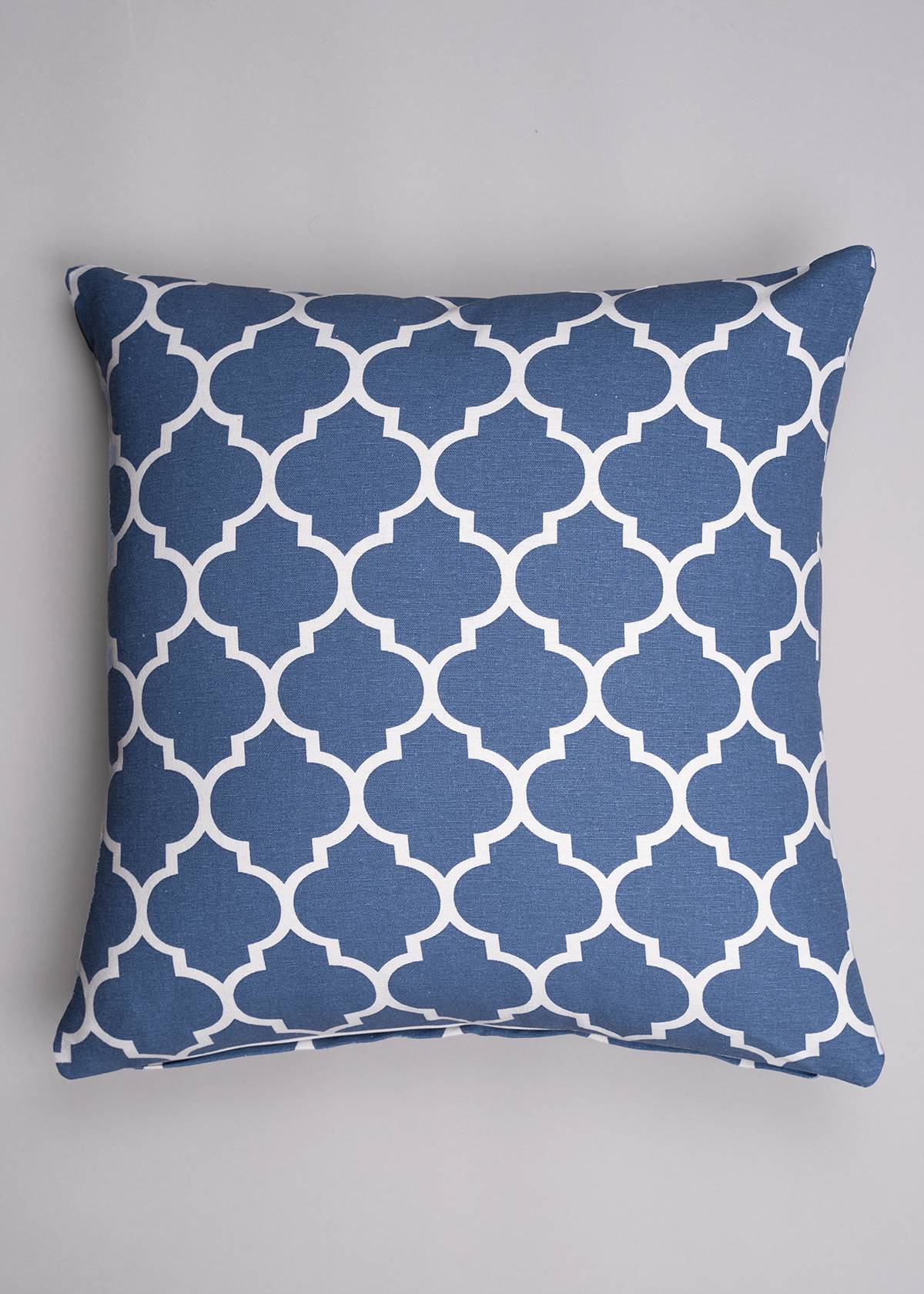 Reverse Trellis 100% cotton geometric cushion cover for sofa - Royal Blue