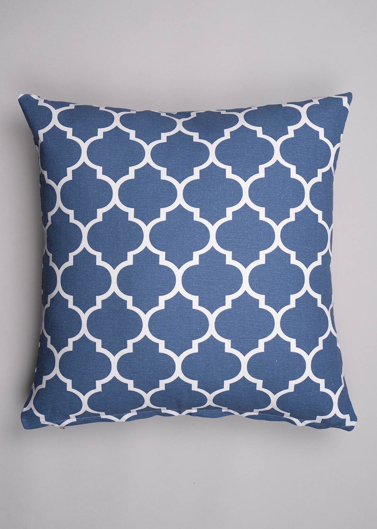 Reverse Trellis geometric prints 100% cotton cushion cover for Living Room - Royal Blue, Walnut Grey