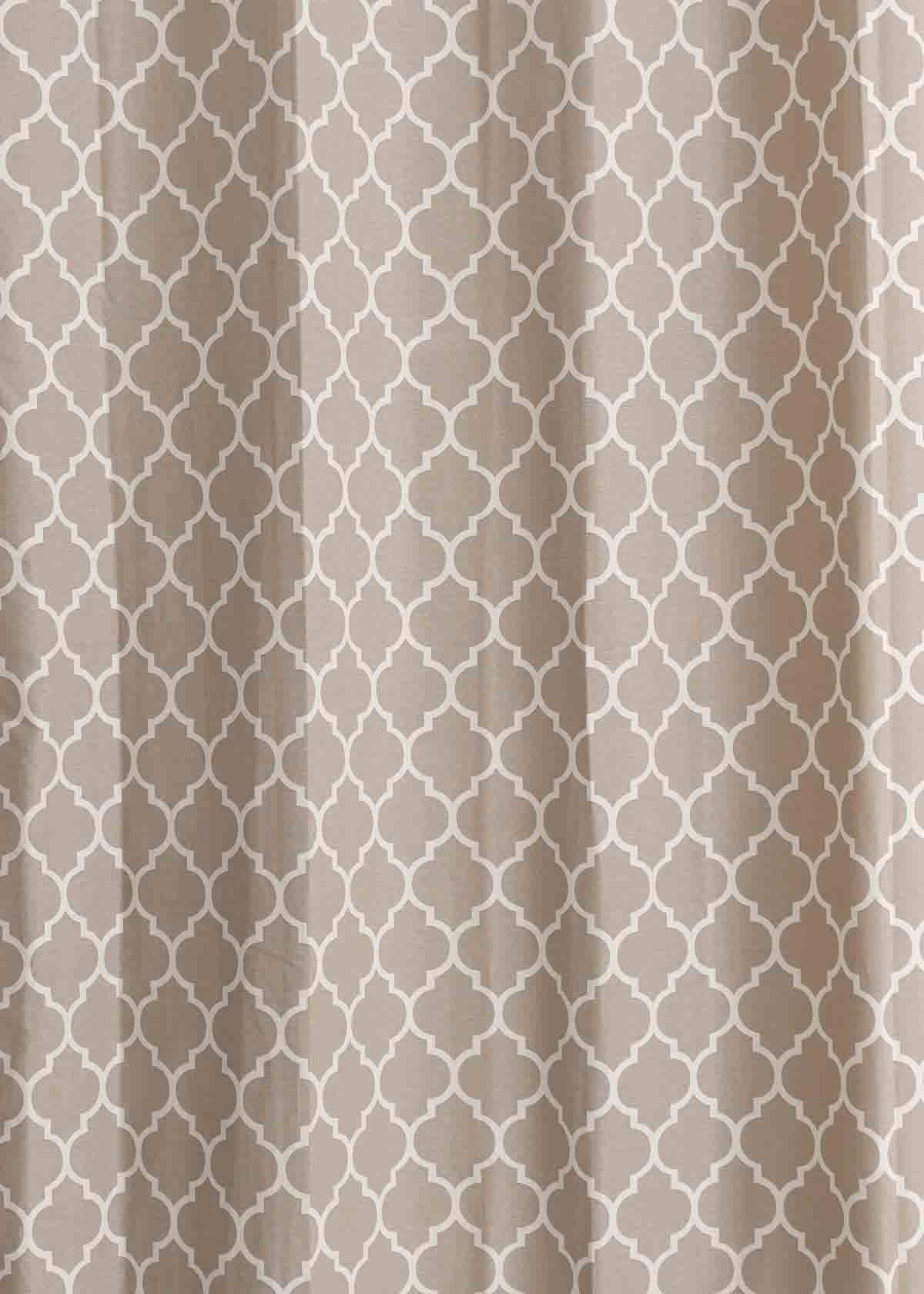 Reverse Trellis 100% Customizable Cotton geometric curtain for bed room - Room darkening - Walnut Grey