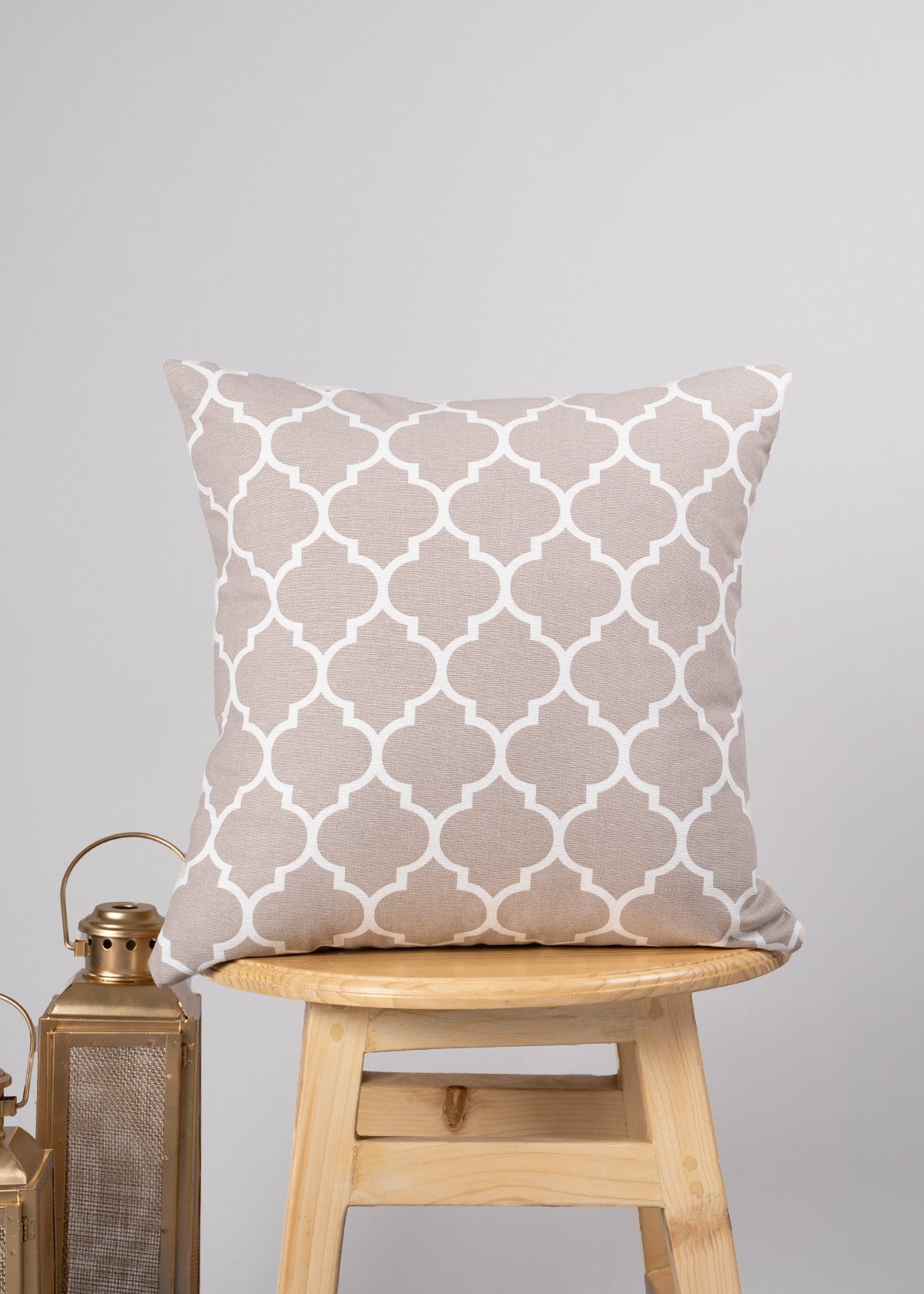 Reverse Trellis geometric prints 100% cotton cushion cover for Living Room - Royal Blue, Walnut Grey