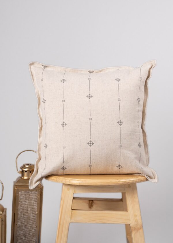 Tulsi Linen minimal print cushion cover for sofa - Beige