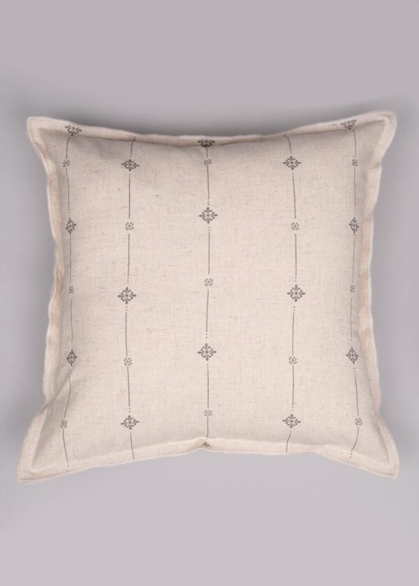 Tulsi Linen minimal print cushion cover for sofa - Beige