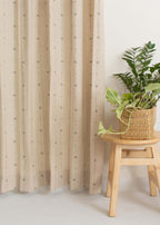 Tulsi ethnic printed linen cotton curtain for Living room & bedroom - Room darkening  - Beige - Single panel