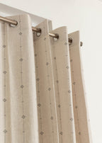 Tulsi ethnic printed linen cotton curtain for Living room & bedroom - Room darkening  - Beige - Single panel