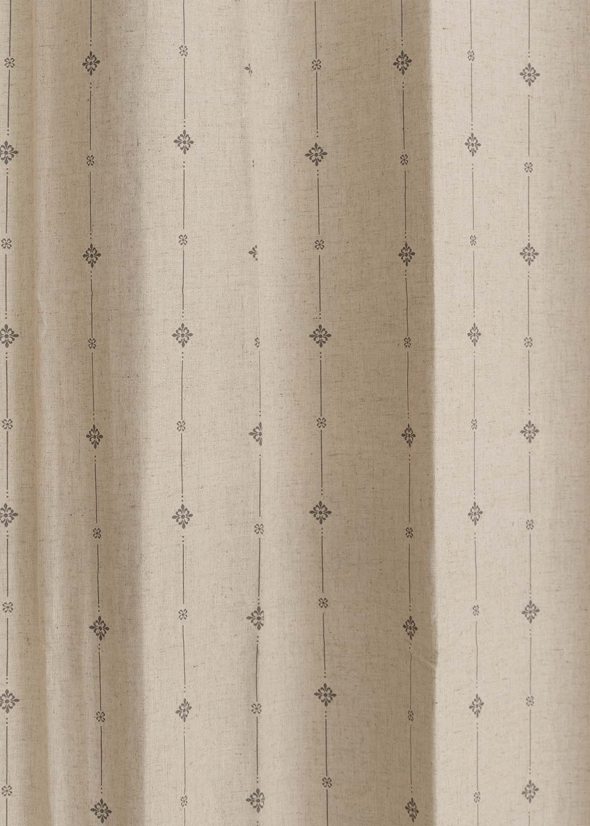 Tulsi ethnic printed linen cotton curtain for Living room & bedroom - Room darkening  - Beige - Single panel