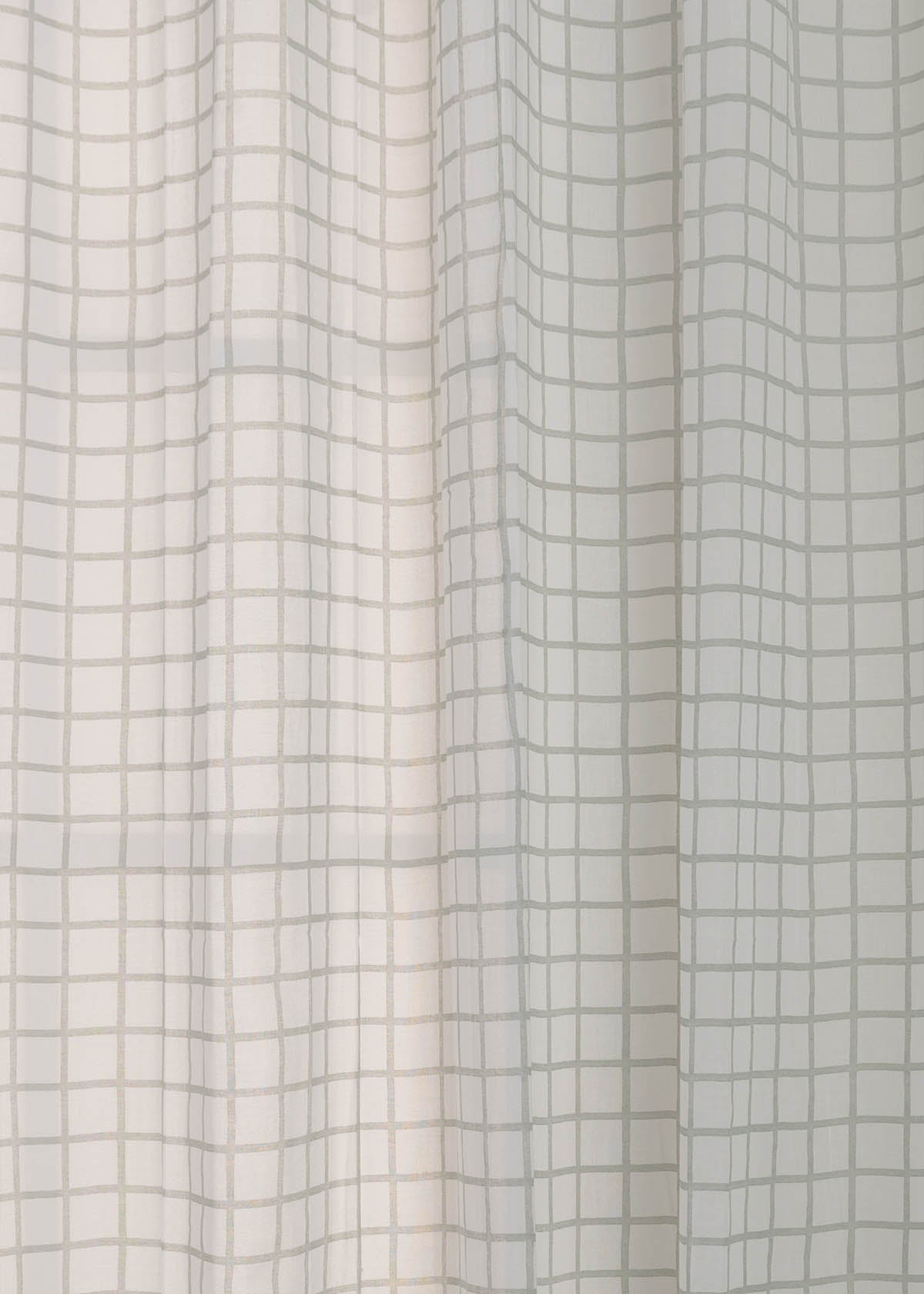 Uneven checks geometric prints 100 % cotton sheer curtain for Living Room & Bed Room - Light filtering - Grey, Yellow - Single Panel