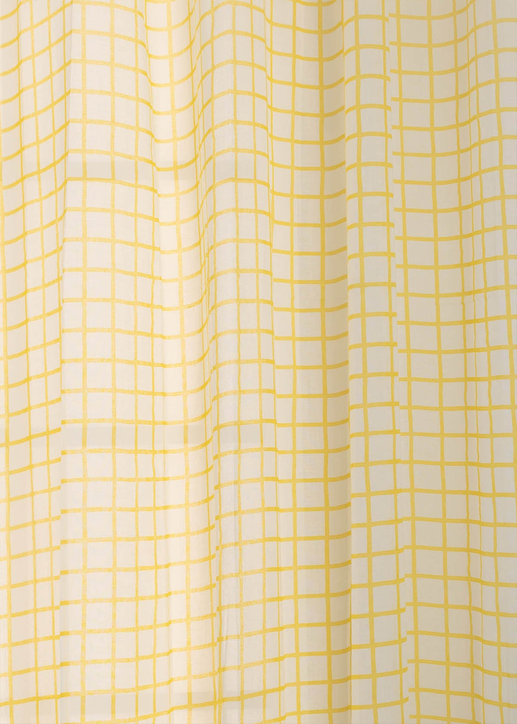 Uneven checks geometric prints 100 % cotton sheer curtain for Living Room & Bed Room - Light filtering - Grey, Yellow - Single Panel