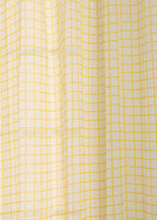 Uneven checks geometric prints 100 % cotton sheer curtain for Living Room & Bed Room - Light filtering - Grey, Yellow - Single Panel