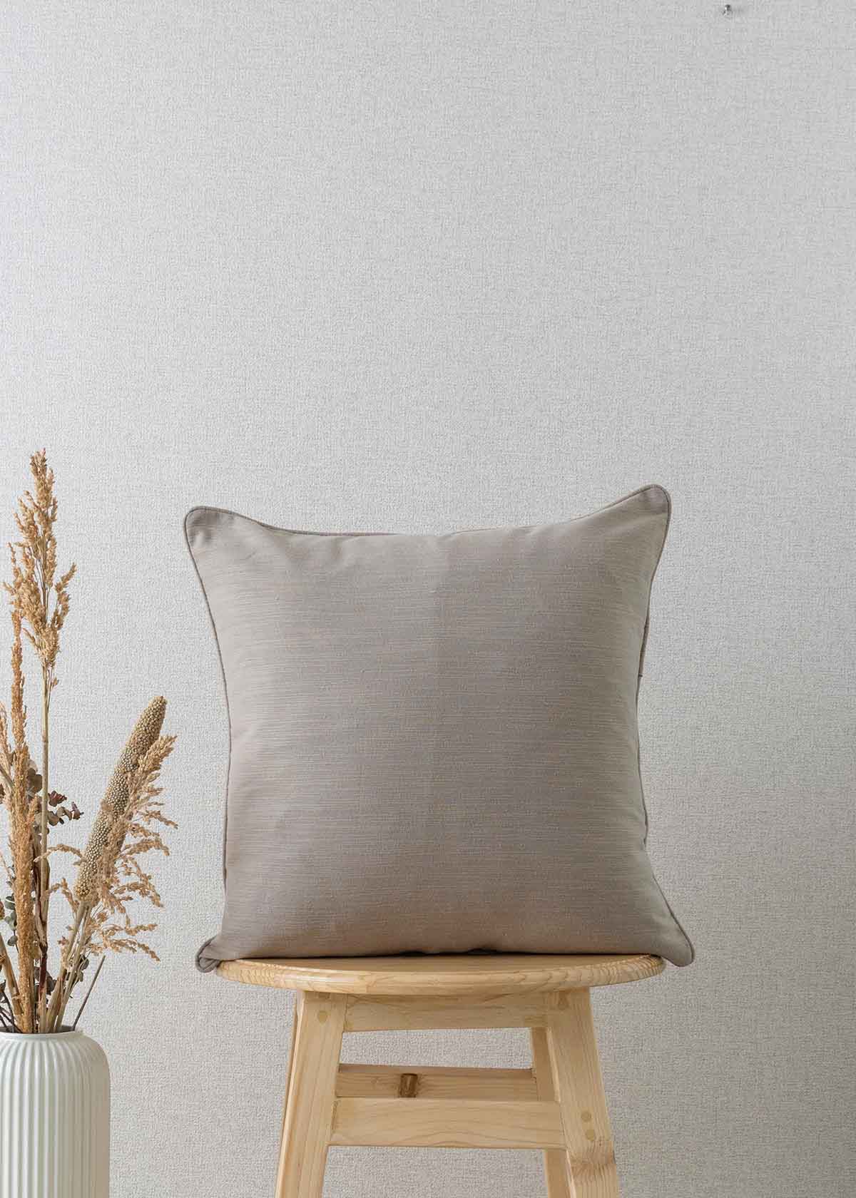 Solid 100% cotton plain cushion cover for sofa - Walnut Grey