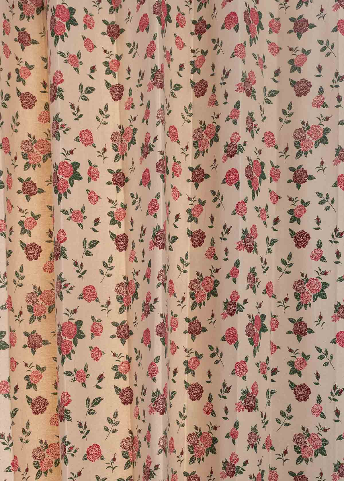 Wild Roses floral printed 100% cotton curtain for Living room & bed room - Room darkening - Single panel