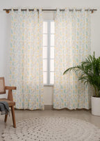 Winged Skies floral printed 100% cotton curtain for kids room, living room & bed room - Room darkening - Single panel