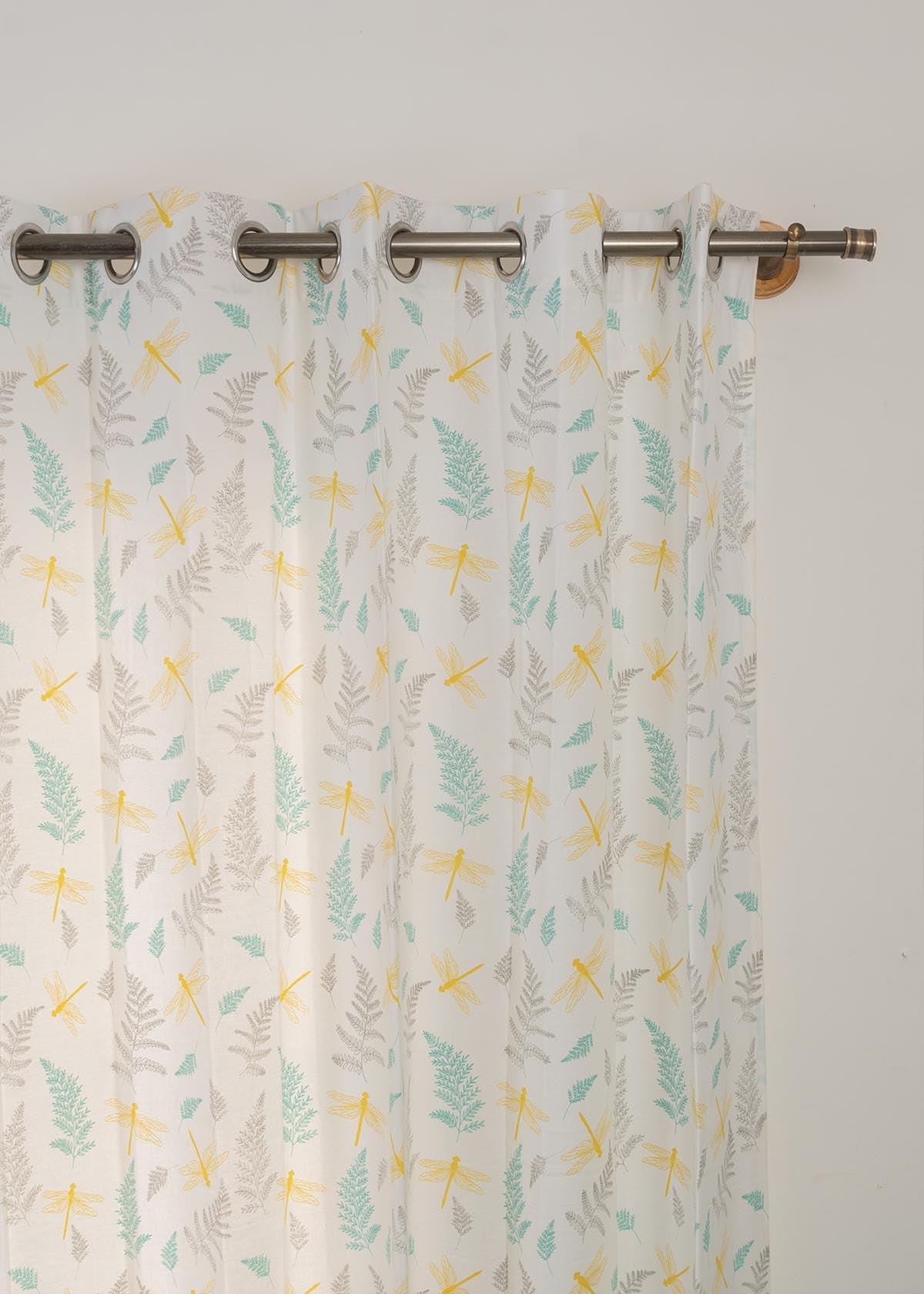 Winged Skies floral printed 100% cotton curtain for kids room, living room & bed room - Room darkening - Single panel